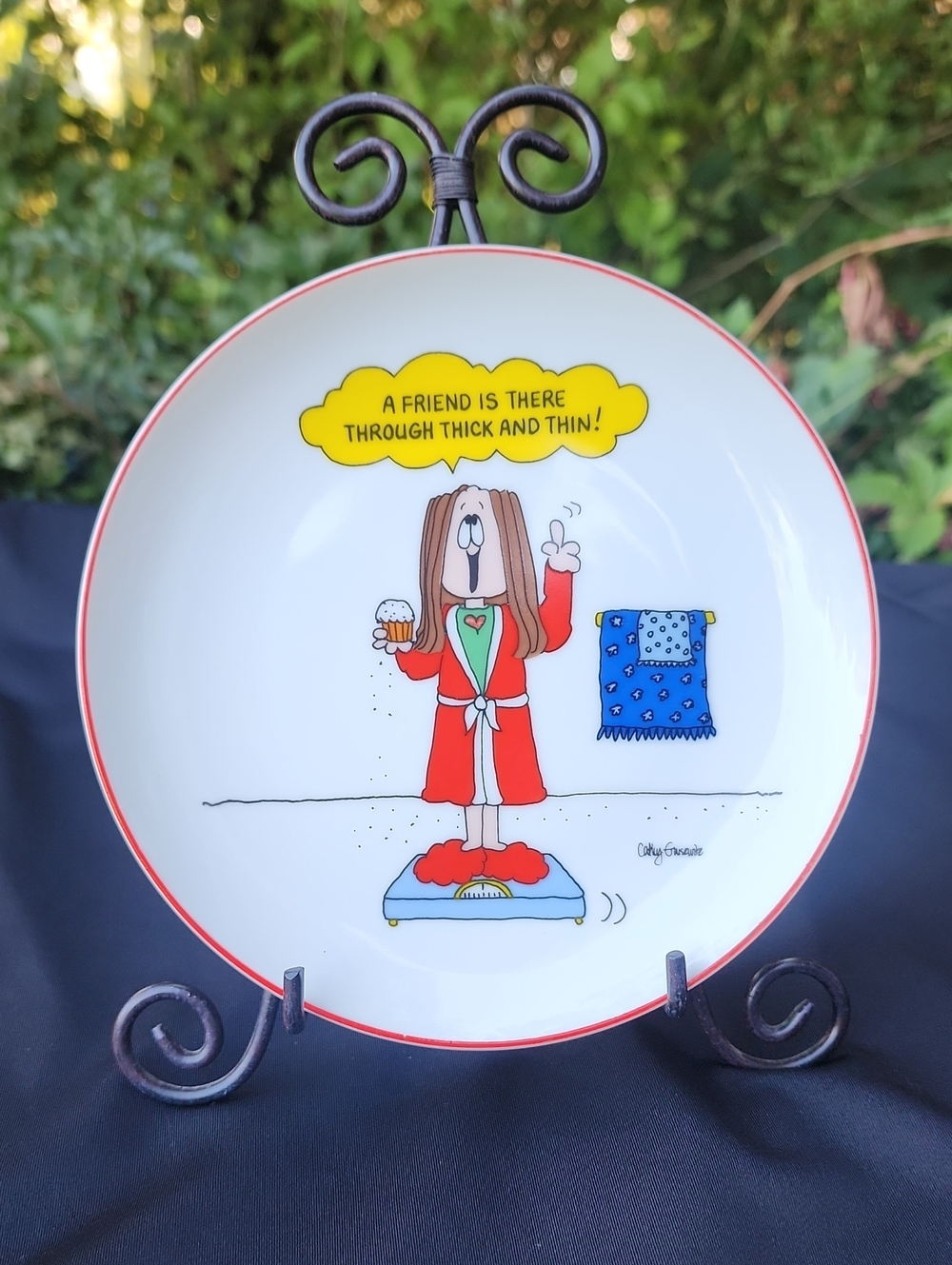 Cathy Guisewite 1983 Porcelain Plate and Stand